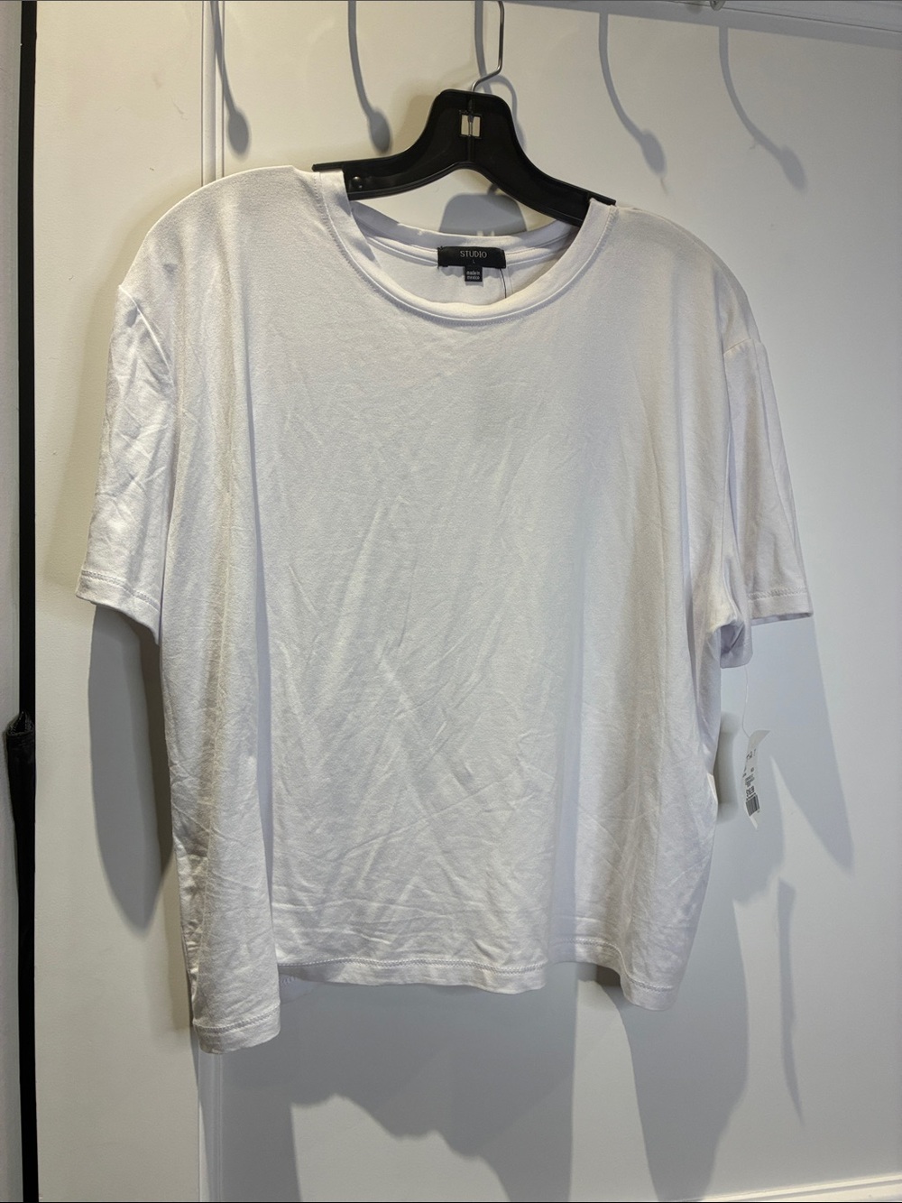 NWT Studio White Short Sleeve Boxy Crewneck Tee Shirt L 👵MT